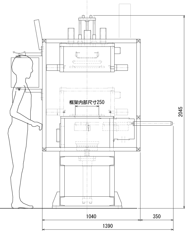 NGF-0203-PWの外形図(側面)