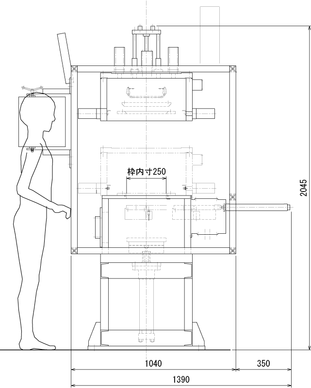 NGF-0203-PWの外形図(側面)
